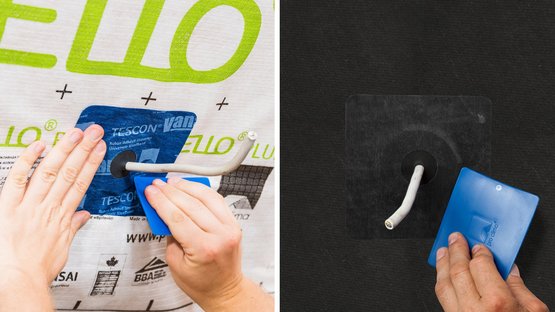 3. Manschette verkleben und fest anreiben