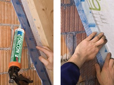 2. Alternativ: Band zunächst auf Wand verkleben